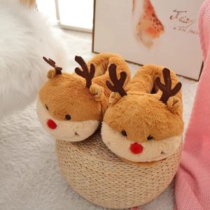 chausson cerf en peluche