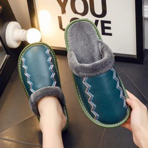 chausson polaire en cuir