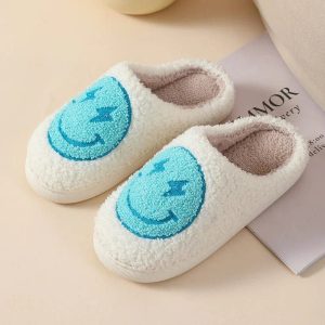chausson smiley bleu