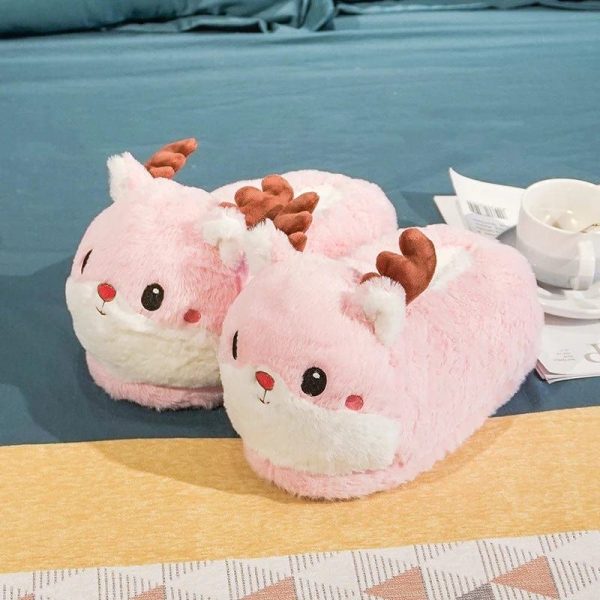 chaussons cerf rose