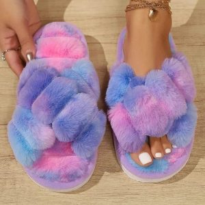 chaussures confortables en fourrure pour femme